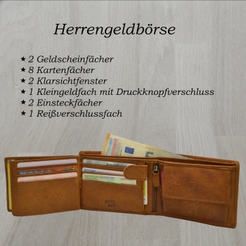 Voll Leder Geldbörse mit RFID Schutz Folie Motorrad Biker Rocker